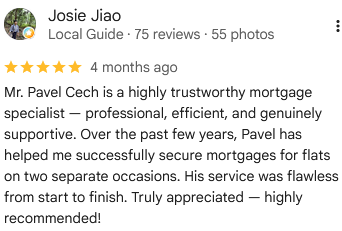 Five-star Google review from mortgage client Josie Jiao